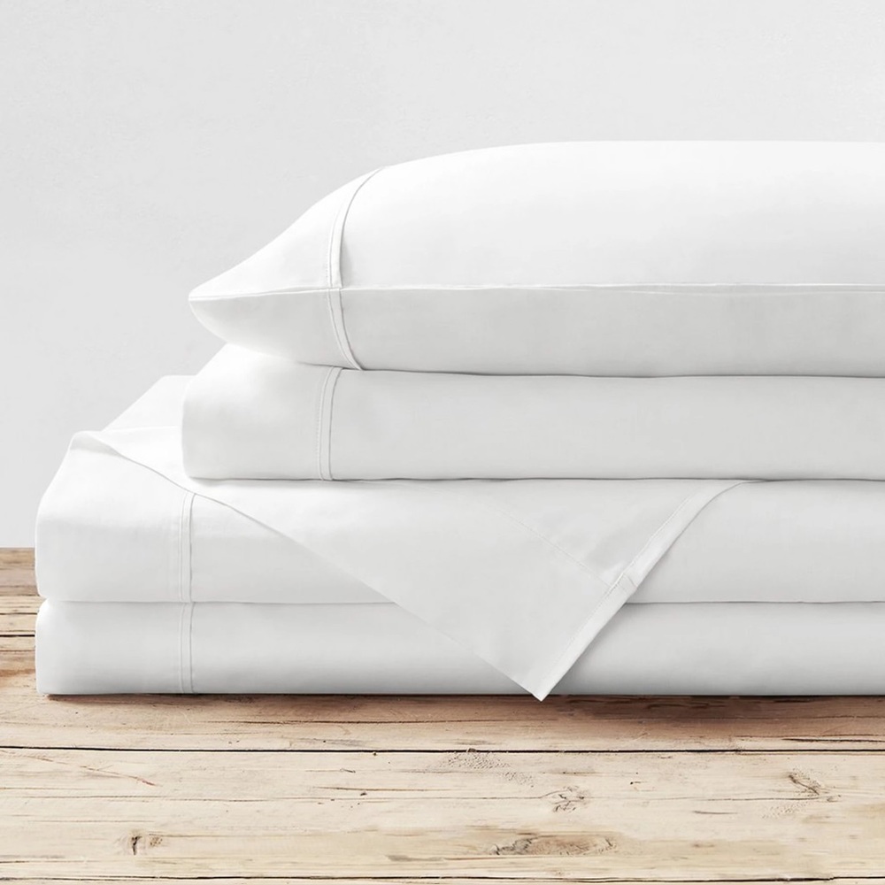 Purity Home 300 Thread Count Organic Cotton Percale King Sheet Set -White